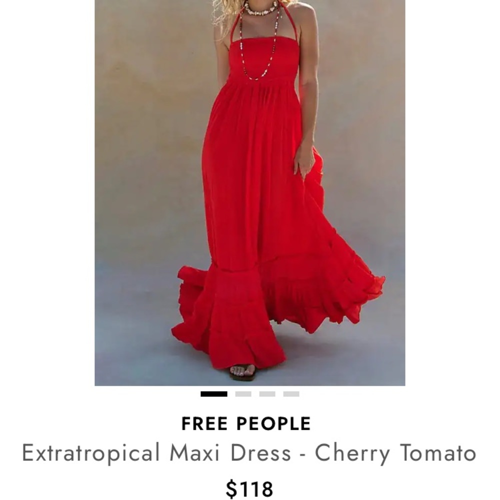 Free People cherry tomato beachy boho extratropical Red flowy Maxi Dress S